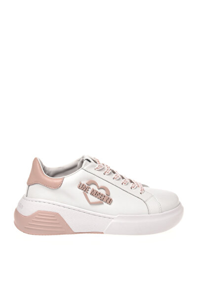 Love Moschino Beyaz-Pembe Kadın Deri Sneaker JA15105G1HIA110E