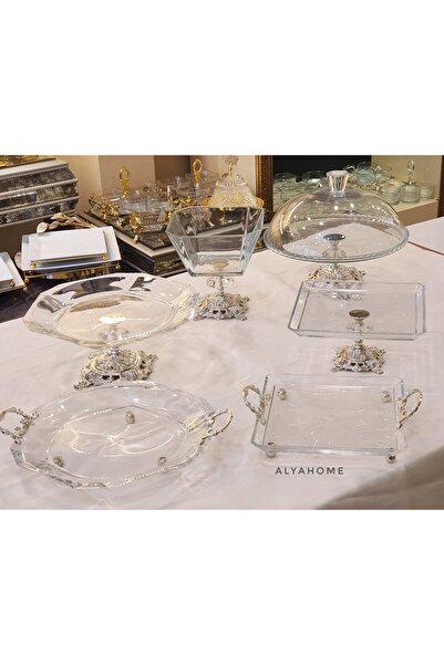 AlyaHomeAksesuar Gümüş Detaylı 6 Parça Sunum Seti