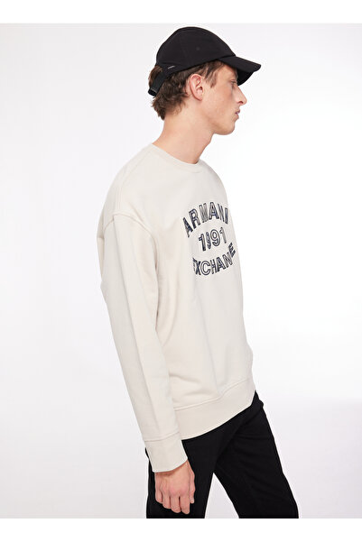 Armani Exchange Bisiklet Yaka Bej Erkek Sweatshırt 6RZMGA 1993 MOONSTRUK