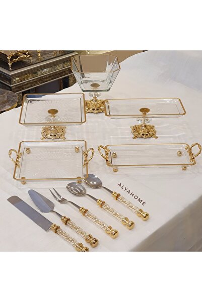 alya home aksesuar Gold Yaldızlı Tam Sunum Seti