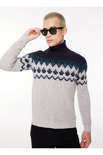 Fred Mello Erkek Ekru Balıkçı Yaka Slim Fit Kazak FM23W62MD