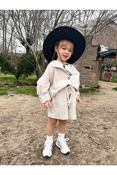 Balerinikizler Baby&Kids Oversize Jacket and Shorts Linen Suit