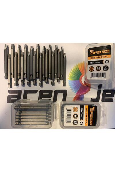 aren je AREN-JE GFB Tools T30 x 75mm Kare Torx Bits Uç (20 Adet – S2 Çelik)