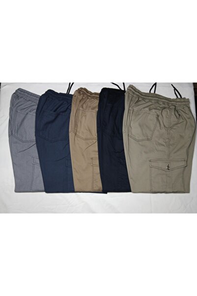 AKTEZ-EL Plus Size Men's Linen Pants with Elastic Waist and Legs 97% Cotton 3% Lycra Gray