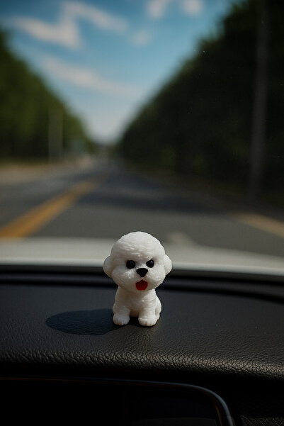 SHHOBİ تمثال كلب كانيش صغير لطيف ينتف اللسان لتزيين مرآة الرؤية الخلفية - ديك...