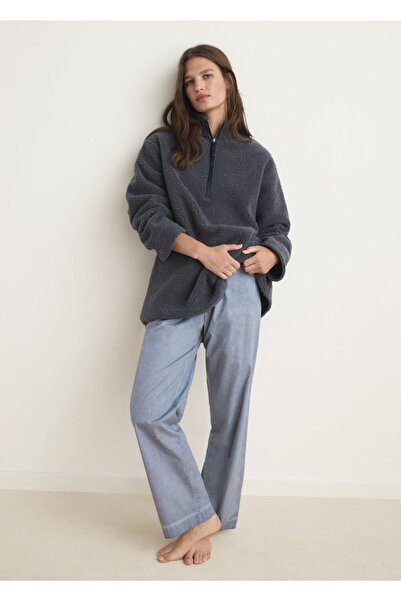 MANGO Woman Kürklü fermuarlı sweatshirt