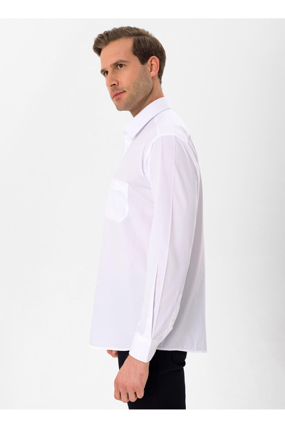SÜVARİ Süvari Regular Fit Classic Collar Plain White Men's Shirt Gm 1001400255