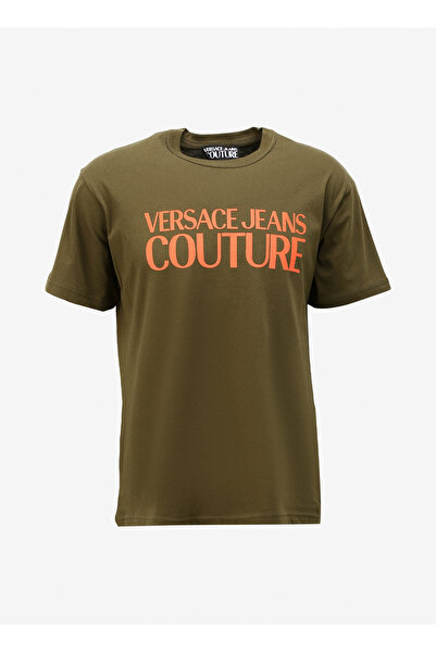 VERSACE JEANS COUTURE Bisiklet Yaka Haki Erkek T-Shirt 75GAHT03CJ00T107