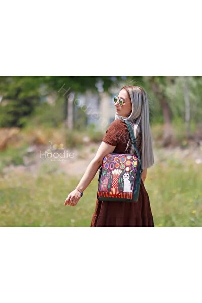 Şaşıkedi İKİ KEDİ DESENLİ POSTACI KADIN ÇANTA