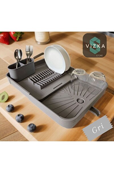 Genel Markalar Açılır kapanır, sürgülü bulaşık kurutma ve tabaklık sepeti / GRİ