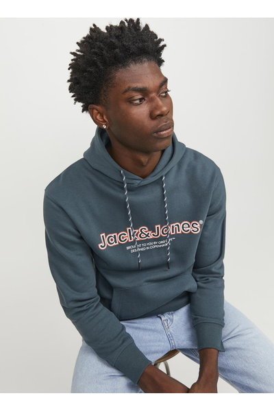 Jack & Jones Kapüşon Yaka Koyu Yeşil Erkek Sweatshırt 12246802_JORLAKEWOOD SW...