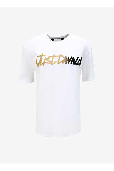 Just Cavalli Bisiklet Yaka Açık Beyaz Erkek T-Shirt 75OAH6R2