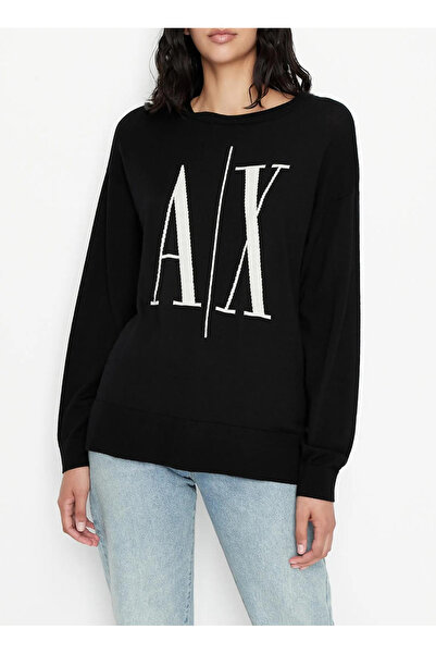 Armani Exchange Bisiklet Yaka Normal Baskılı Siyah Kazak Kadın 8NYM7A