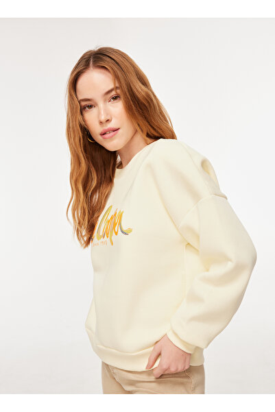 Lee Cooper Γυναικείο φούτερ O Neck Ecru 241 LCF 241001 TILA ECRU