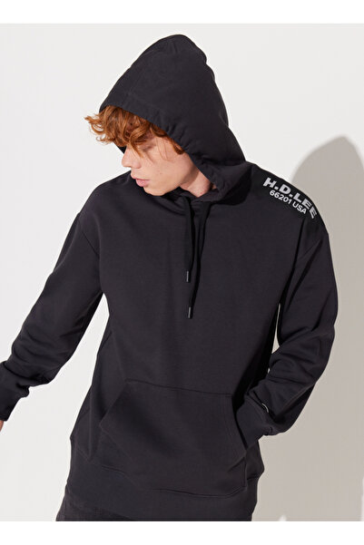 Lee Ανδρικό φούτερ με κουκούλα ανθρακί L232275003 Φούτερ με χαλαρή εφαρμογή