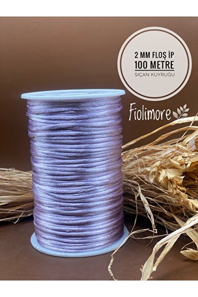 Fiolimore Floş İp 2 mm Lila Renk (Sıçan Kuyruğu) (1 Bobin 100 Metre) Takı Aks...