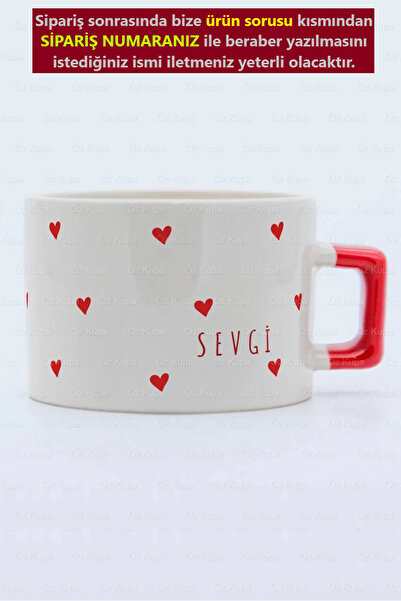 Öz Kupa Kalpli Kişiye Özel İsimli Minimalist Lüks Nescafe Fincanı