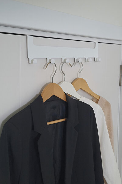 VENON Beyaz Kapı Arkası Askılık Amerikan Askı Metal Askı Elbise Askılığı Takı...