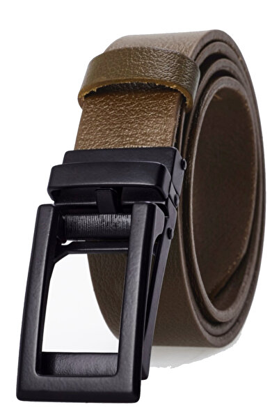 derikem Αυτόματη πόρπη χωρίς τρύπα 100% γνήσιο δέρμα μπαμπάς κλασική ανδρική ζώνη ανοιχτό καφέ