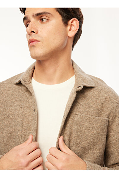 Fabrika Relaxed Gömlek Yaka Düz Kahve Erkek Gömlek F3WM-GML118