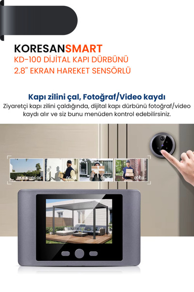 koresan KD-100 Dijital Kapı Dürbünü 2.8” Ekran Hareket Sensörlü