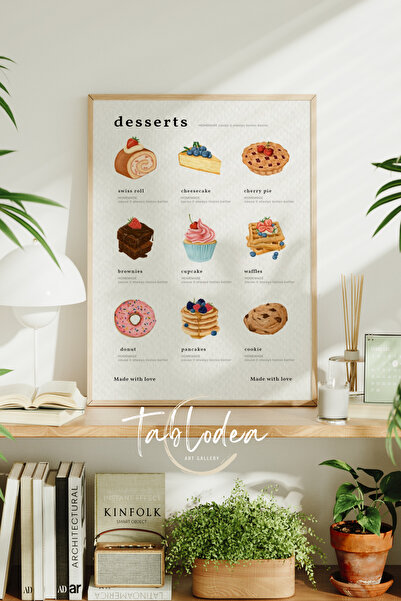 tablodea Meniu minimalist de deserturi, tablou cu poster înrămat tematic, tab...