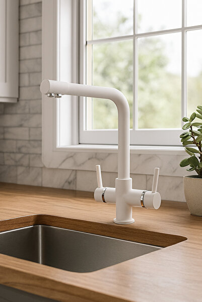 Saymir 3 Yollu Beyaz Arıtma Mutfak Eviye Bataryası Arıtmalı - 5 Yıl Garantili