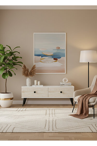 CENEYRA TSA1202BT - MONA TV STAND BEYAZ-TRAVERTEN 120CM