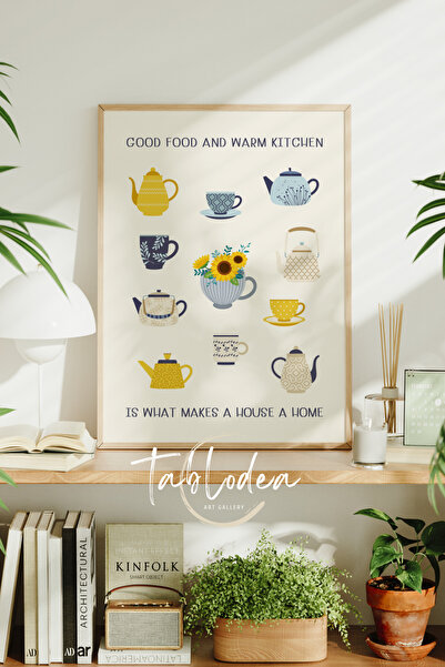 tablodea Minimalist Mutfak Dekoru Çerçeveli Poster Tablo, Modern Dekoratif Bo...