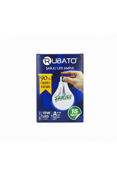 RUBATO Şarjlı 15 Watt %90 Enerji Tasarruflu Led Ampul A++ 3'lü