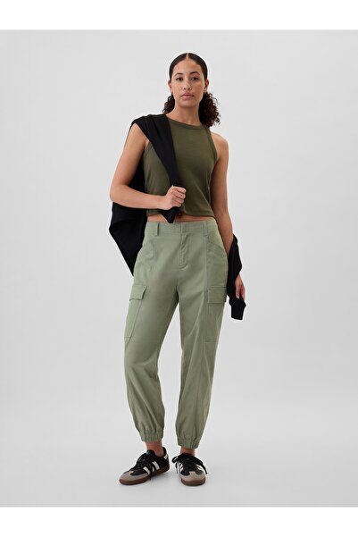 GAP Kadın Yeşil Twill Downtown Jogger Pantolon