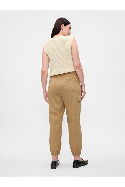 GAP Kadın Kahverengi Twill Downtown Jogger Pantolon