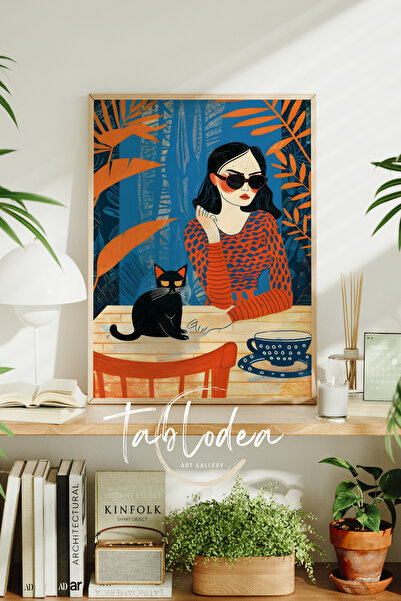 tablodea Retro Tablo, Retro Çerçeveli Poster, Retro Kedili Pinterest Tablo, M...