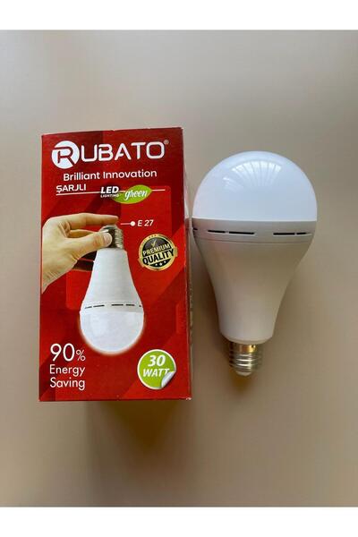 RUBATO Şarjlı 30 Watt %90 Enerji Tasarruflu Led Ampul - 1 Adet