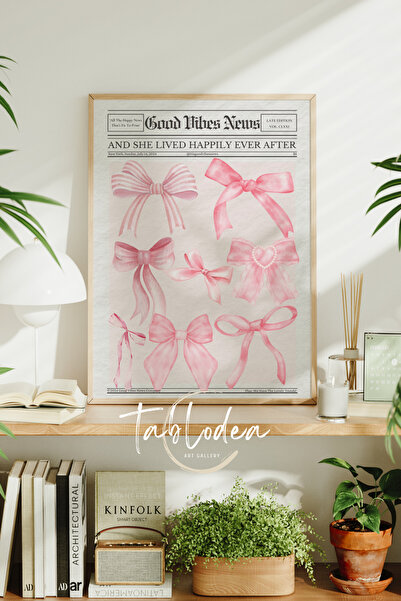 tablodea Kurdele Fiyonk Temalı Modern Çerçeveli Poster Tablo, Trendy Dekorati...