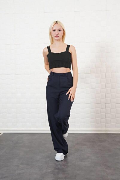 Pafi Moda Cordis Високої якості жіночі брюки з одним швом і широкими штанинами, синього кольору