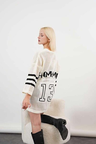 Pafi Moda Lydie High Quality - Cardigan alb ajurat pentru femei, imprimat pe ...