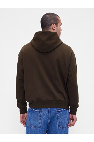 GAP Erkek Kahverengi Heavyweight Oversized Logo Sweatshirt