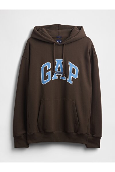 GAP Erkek Kahverengi Heavyweight Oversized Logo Sweatshirt