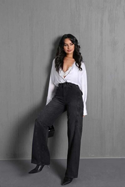 Pafi Moda Blugi drepti cu mai multe buzunare pentru femei de înaltă calitate, negri