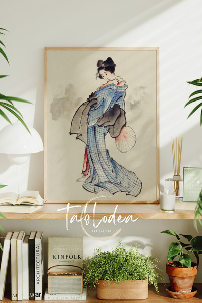 tablodea Figură de femeie japoneză, pictură modernă cu poster înrămat, artă j...