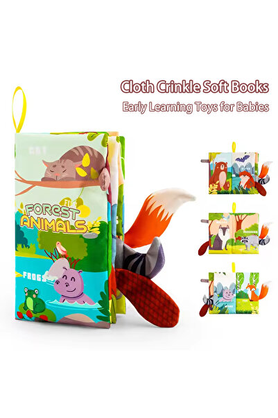 Choice 1 قطعة من كتب ألعاب الأطفال من سلسلة الغابات، كتب أطفال من عمر 0 إلى 6 أشهر، 3 قطع من القماش الناعم الملمس والمجعد