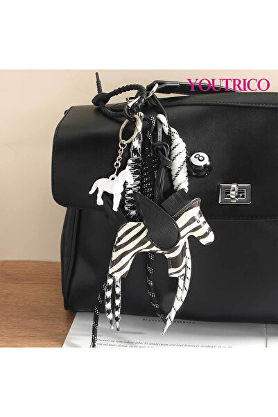 Youtrico Cute leather small Pegasus pendant, woven rope keychain, bag hanging accessories