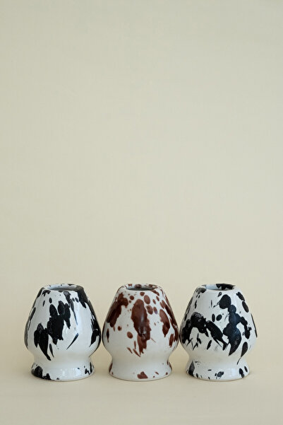 Beige & Stone Ceramic Glossy Brown Spotted Matcha Whisk Holder