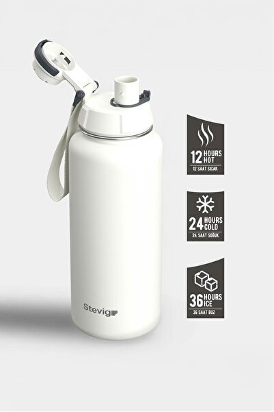 Stevig 1 Hand Leak-Proof Steel Thermos 1000 ml Star White St-213