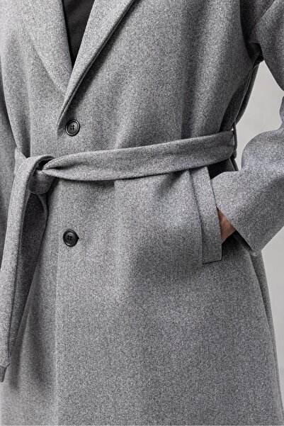 Valiberta Χειμερινό ανδρικό παλτό Carlo Oversize από ύφασμα κασετίνας με τσέπες φιλέτο - Γκρι