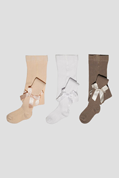 Defne Baby Памучни чорапогащи за бебета и деца от 3 части с панделка и аксесоари