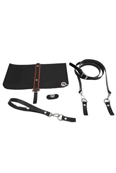 angel çanta aksesuar Αξεσουάρ Angel Bag Βραδινό φόρεμα με ρυθμιζόμενη λαβή από πραγματικό δέρμα Σετ τσάντα Cluch Μαύρο Χρώμα Ασημί μεταλλικό