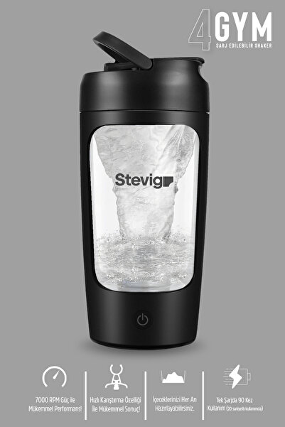 Stevig 4 Gym Şarj Edilebilir Elektrikli Protein Shaker 650 Ml Black ST-225