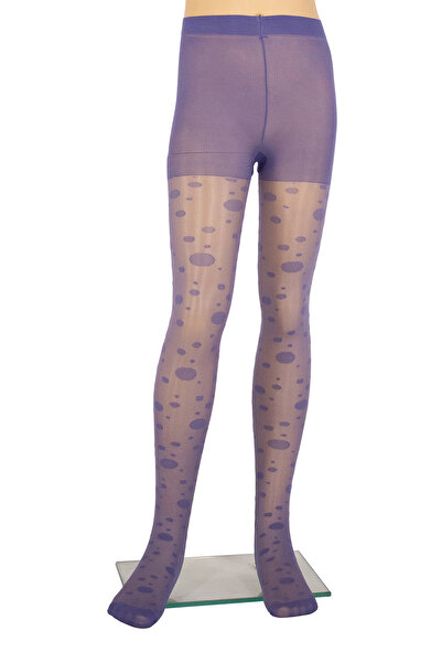 PETRA-ELISA Children's Lycra 20 Den Tights with Evelina pattern, Indigo Grey, 11-13 years